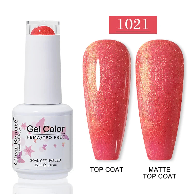 Clou Beaute Glitter Gel Nail Varnishes Winter Color Sparkling Sequins Soak Off UV LED Varnish Nail Art Decoration Base Top Coat