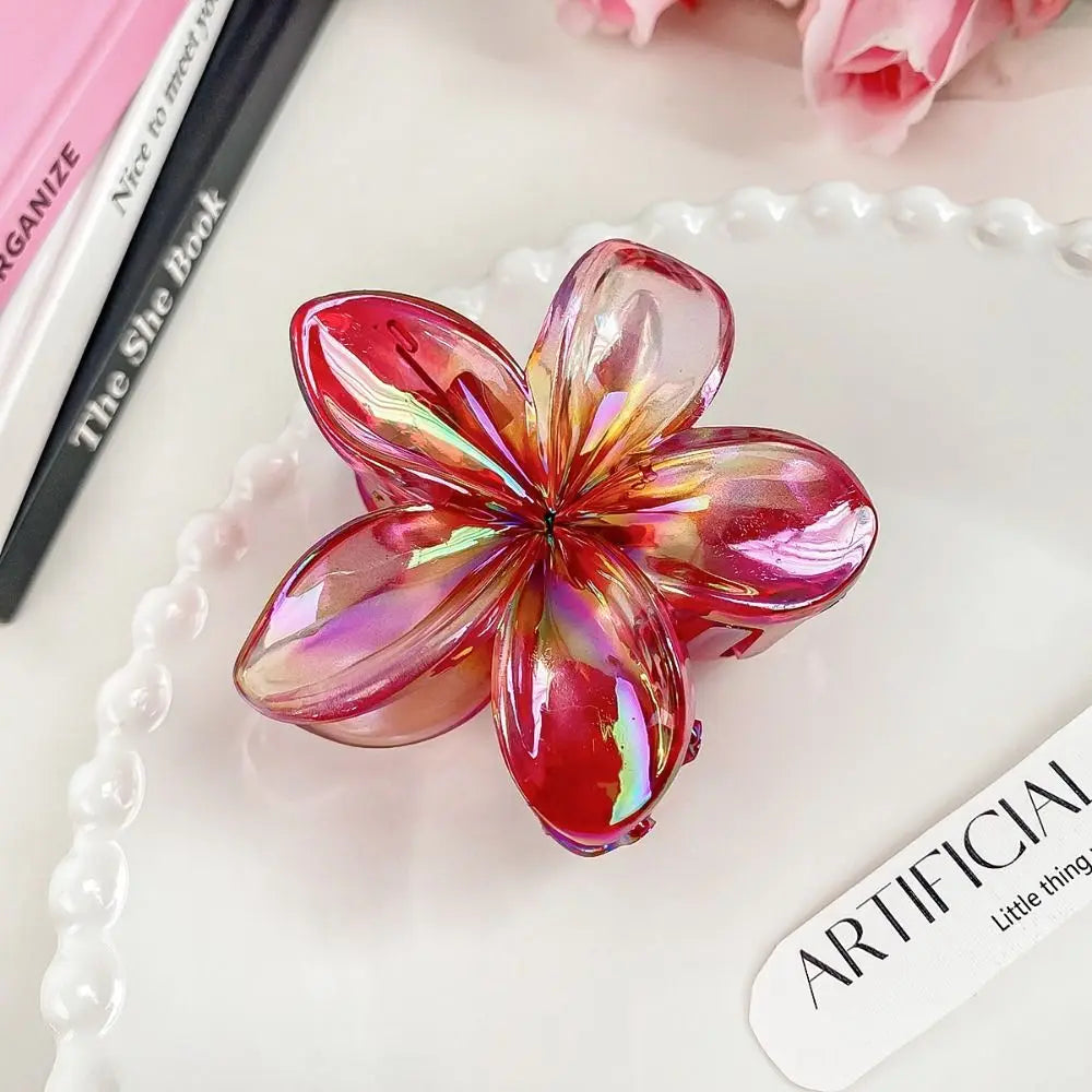 Bohemia Egg Flower Flower Hair Clips Fashion Flower Shape Headwear Shark Clip Plastic Colorful Flowers Claw Vacation