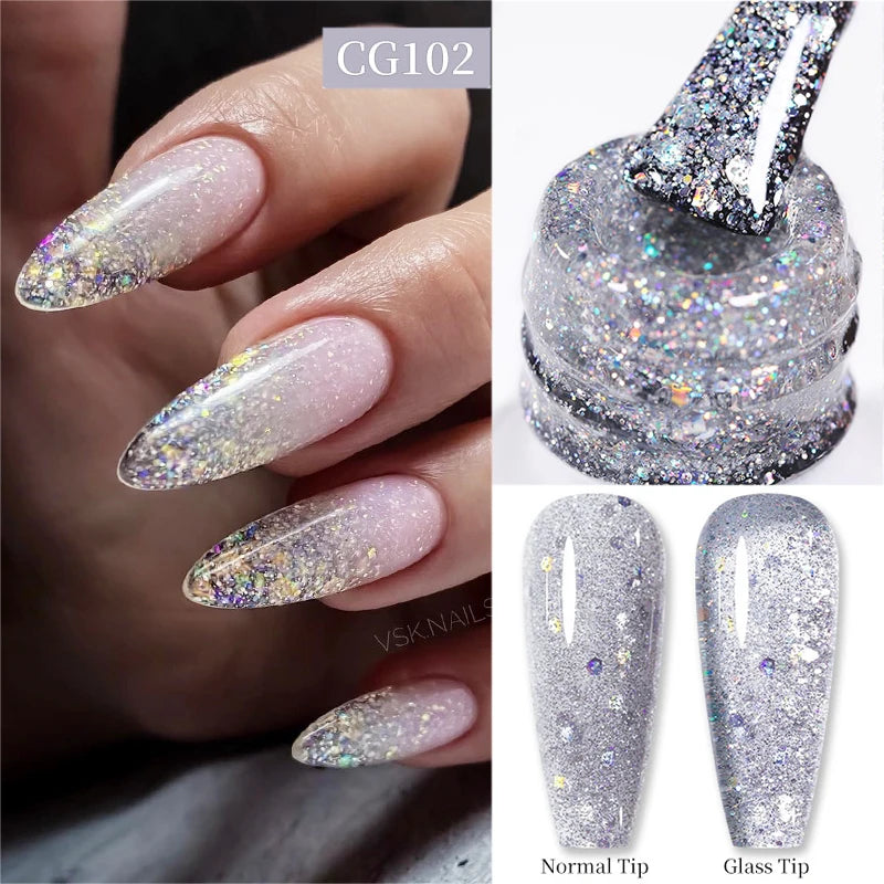 BORN PRETTY 10ml Sparkling Glitter Reflective Gel Nail Polish Sparkly Holo Shiny Pink Silver Black Gel Nail Art Salon Varnish