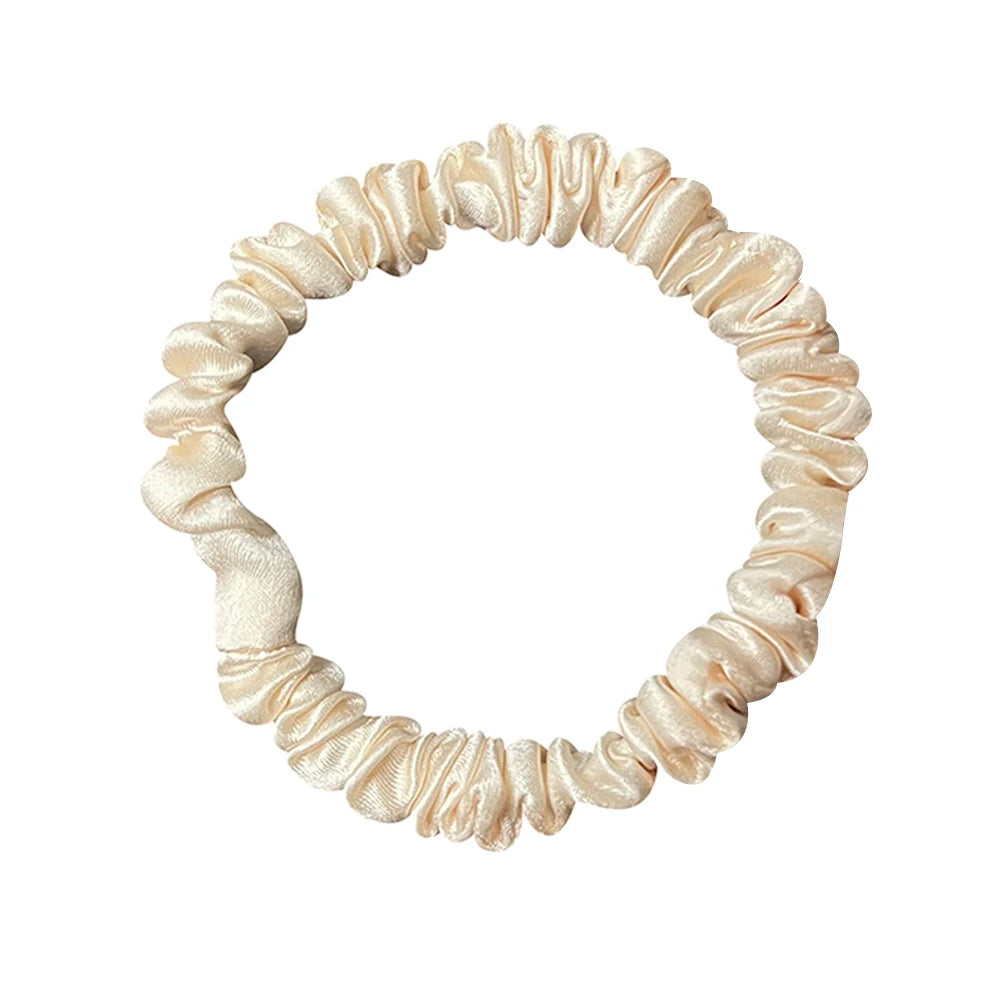 100% Real Mulberry Silk Skinnies Scrunchies Hair Bands Ties Gum Elastics Ponytail Holders No Damage for Women Girls 22 Momme 1CM