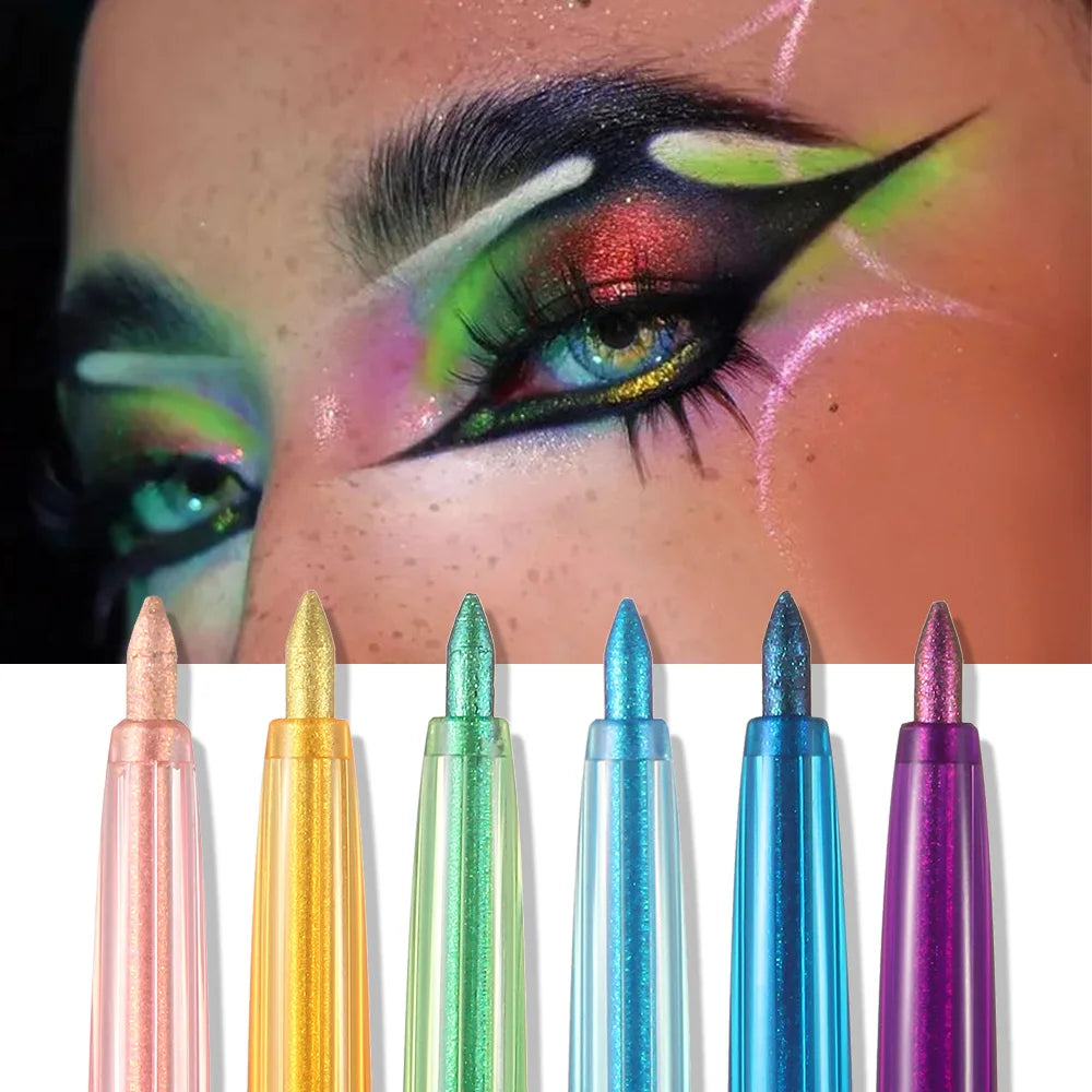 Shiny Chameleon Green Eyeliner Gel Metallic Eyeshadow Multicolor Eye Liner Pearlescent Polarized Glitter Eye Pigment Makeup