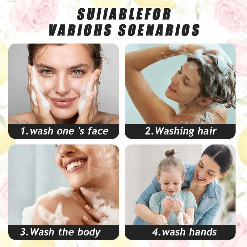 6PCS fruit floral handmade soap, jasmine, rose, lemon handmade soap, gentle cleaning, bathing the whole body, moisturizing