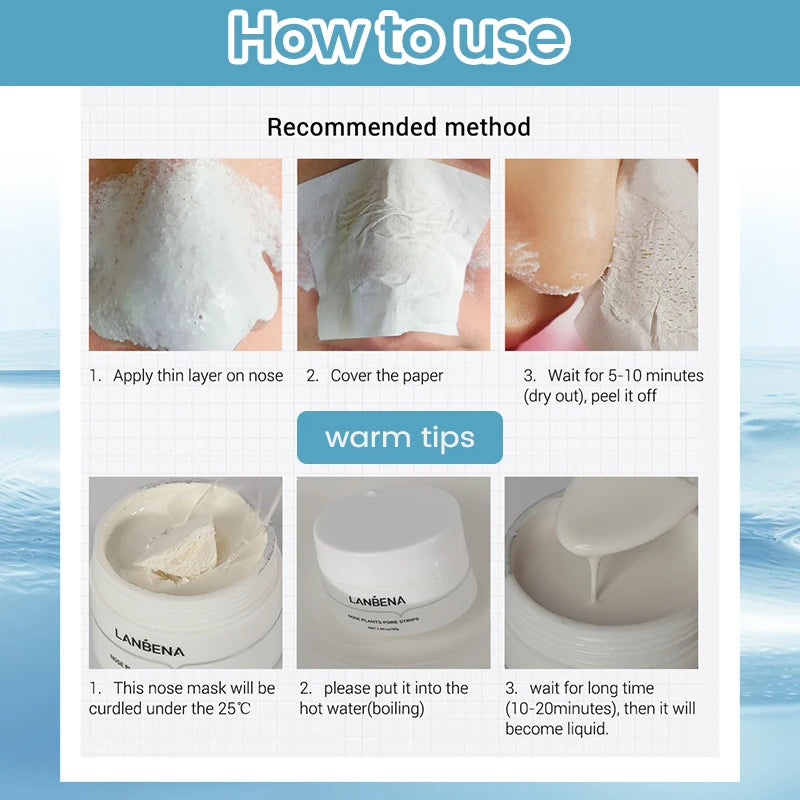 LANBENA Blackhead Remover Peel Off Mask Aloe Vera Extract Oil Control Nose Mask with 180pcs Cleanses for Deep Clean Hydrating