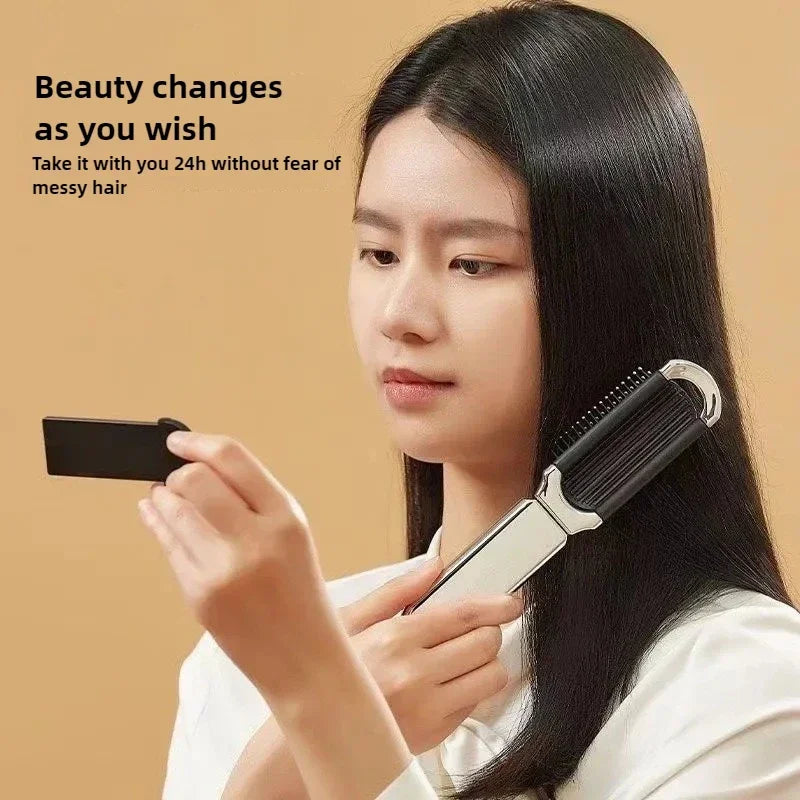 Foldable Hair Comb Portable Massage Brush Head Scalp Massager Anti-Static Travel Combs Mirror Girls Hairdressing Styling Tools