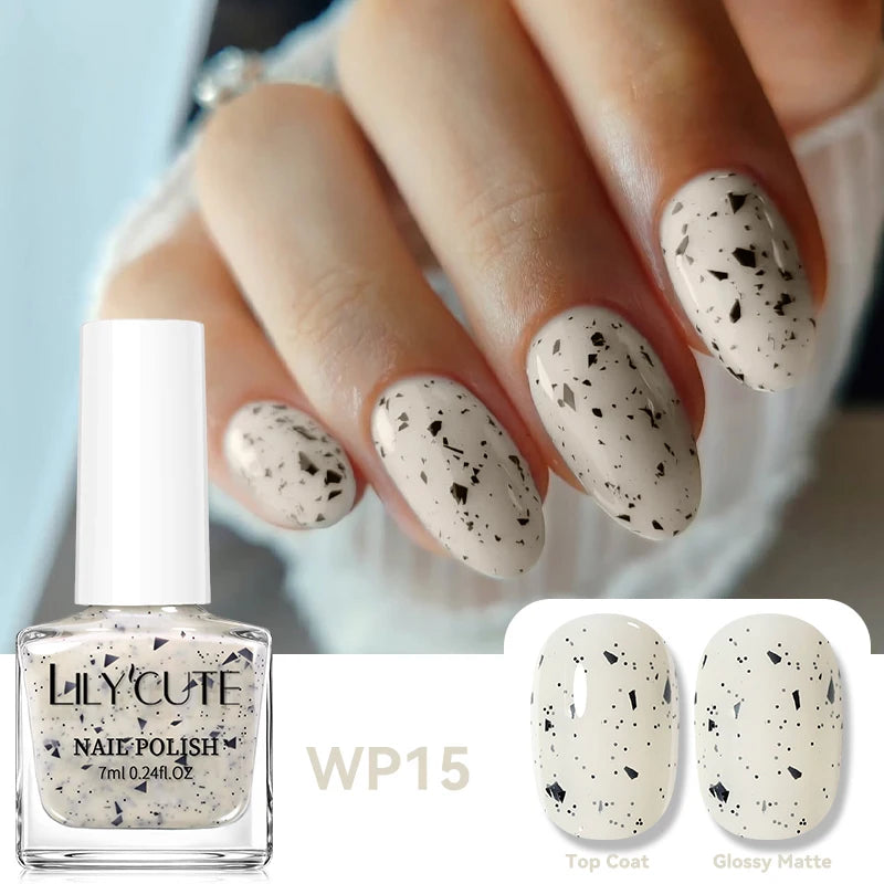 LILYCUTE 7ml Dark Red Nail Polish Water-based Colorful Glitter Sequins Air Dry No Need Cure Nail Art Supplies Gorgeous Color