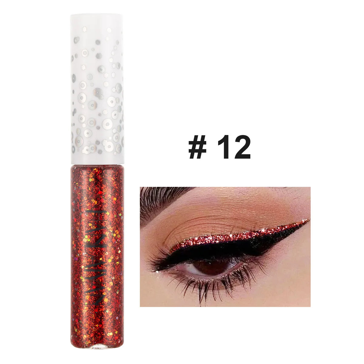 HANDAIYAN 12 Colors Shiny Eye Liners Pigment Silver Rose Gold Color Glitter Liquid Eyeliner Metallic Colorful Makeup For Women