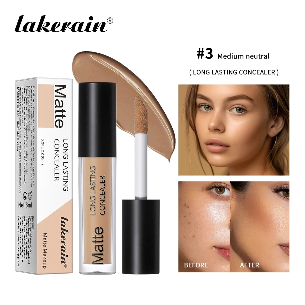 Lakerain Hydrating Radiant Concealer Liquid Foundation Texture High Coverage Long-Lasting Oil Control Hydrating Skin Concealer