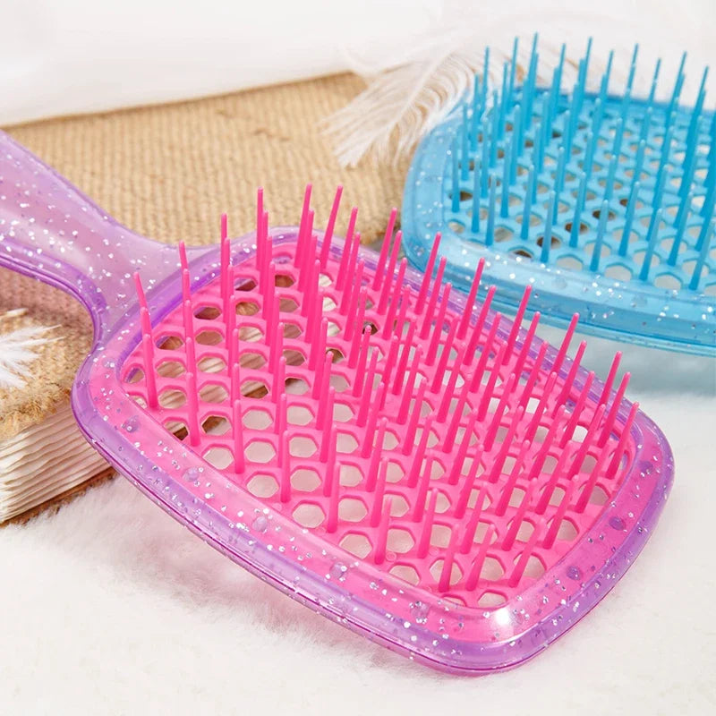 1PCS Colorful Wide Teeth Air Cushion Comb Bakhogold Anti-static Hair Brush with Hollow Design for Scalp Massage