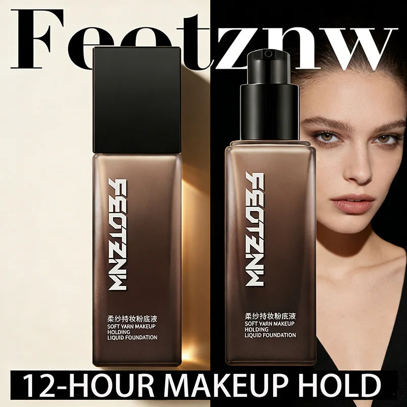 Feotznw foundation concealer, non-sticky powder, makeup primer, transparent foundation, conceals blemishes, women's cosmetics