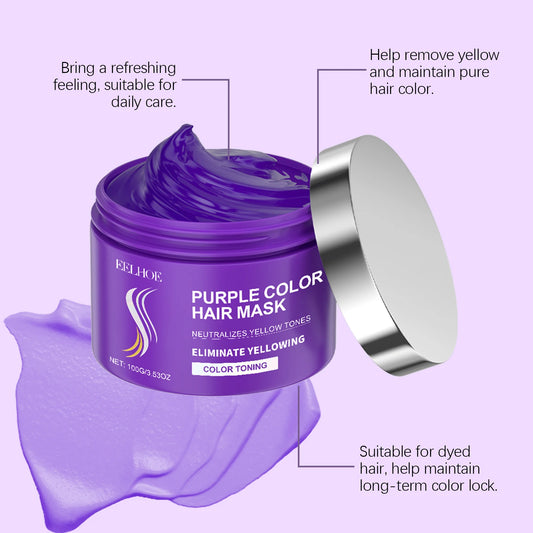 Keratin Purple Hair Mask 100g Repair Treatment for Gray & Yellowing Hair, Anti-Brass Toning Mask for Blonde & Bleached Hair