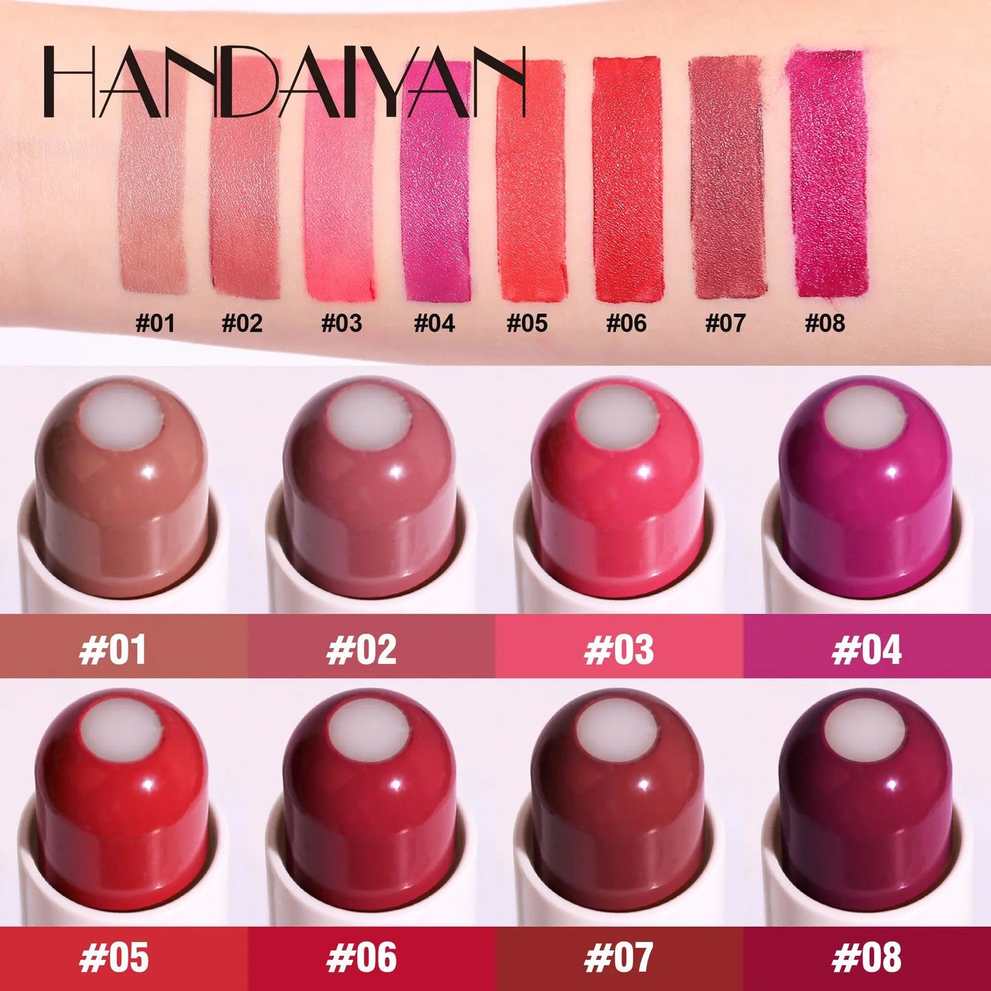Handaiyan two in one matte lipstick moisturizing sandwich lipstick 8 colors available