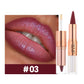 2IN1 Tapered Tip Lip Liner & Lipstick Gradient & Velvet Matte Finish Pearly Waterproof Non Stick Cup Liquid Lip Color Makeup Set