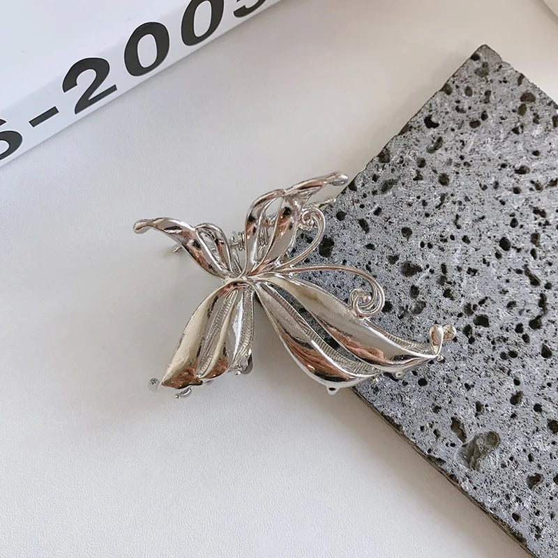 2023 women Retro butterfly claw clip small  gold hair clip girls Medium metal hairclips Lady silver y2k hairpin hair accessory