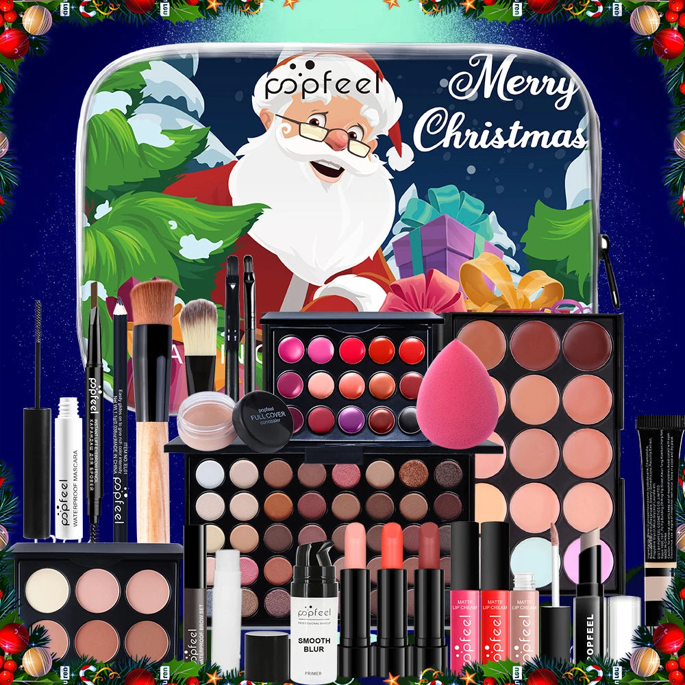 POPFEEL Christmas Makeup Set - Complete Holiday Cosmetic Collection Featuring Eyeshadow, Concealer, and Lipstick，Gift-Giving.