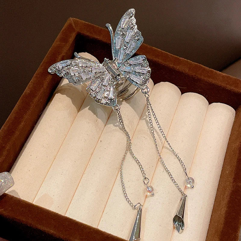 1/2/3 Pcs Large Hollow Butterfly Hair Claws for Women Black Silvery Cool Metal Style Fashion Shark Clips Head Accessories Set