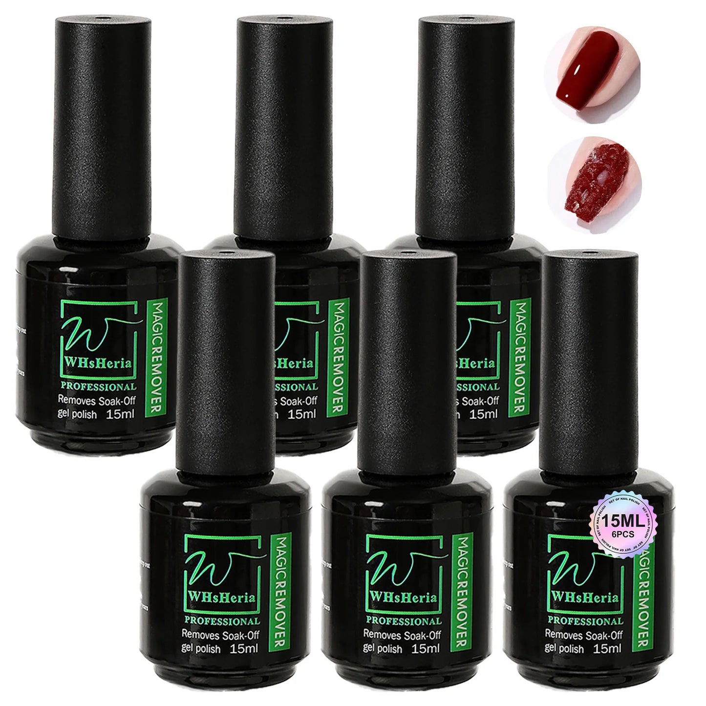 6pcs 15ml Gel Nail Polish Remover Soak-Off Gel Polish Remover, 1pc Removes Nail Polish In 2-5 Minutes 15ml 0.5fl.Oz