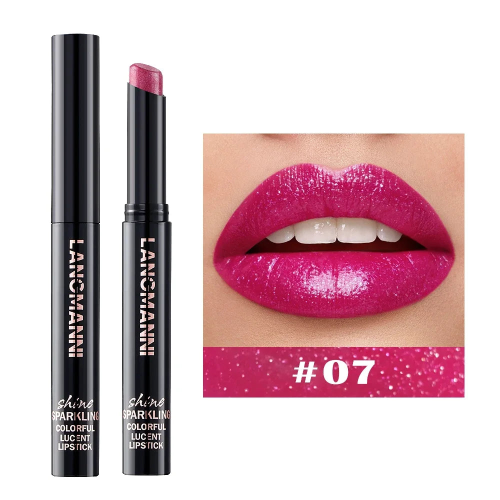 10Color Diamond Glitter Velvet Lipstick Long Lasting Moisturizing Shiny Pearlescent Sexy Red Lipgloss Lip Sticks Makeup Cosmetic