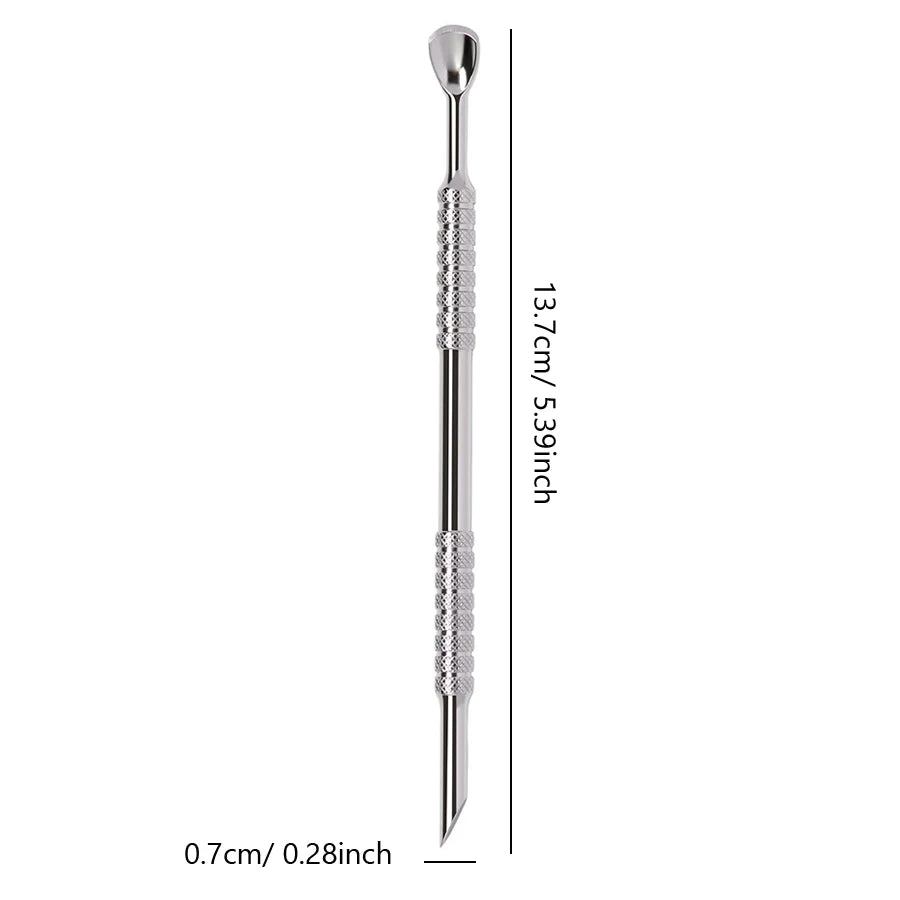 Double-Head Angled Hoof Cuticle Pusher Stainless Steel Bevel Nail Art Manicure Stick for Personal Hygiene And Grooming
