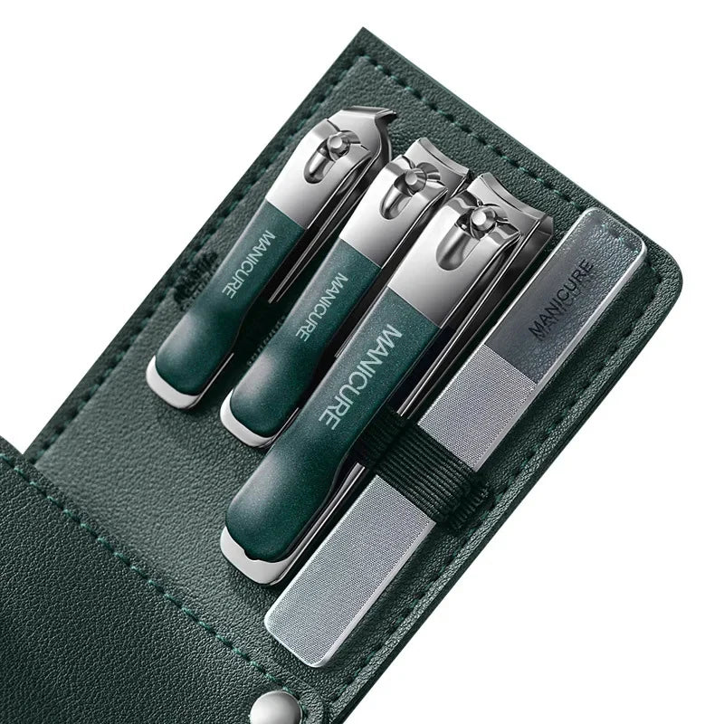 4/10PCS New Nail Clippers set 4 with Rotating Leather Bag Professional Trimmer Pedicure Care Tools Manicure Set Home Care Gift