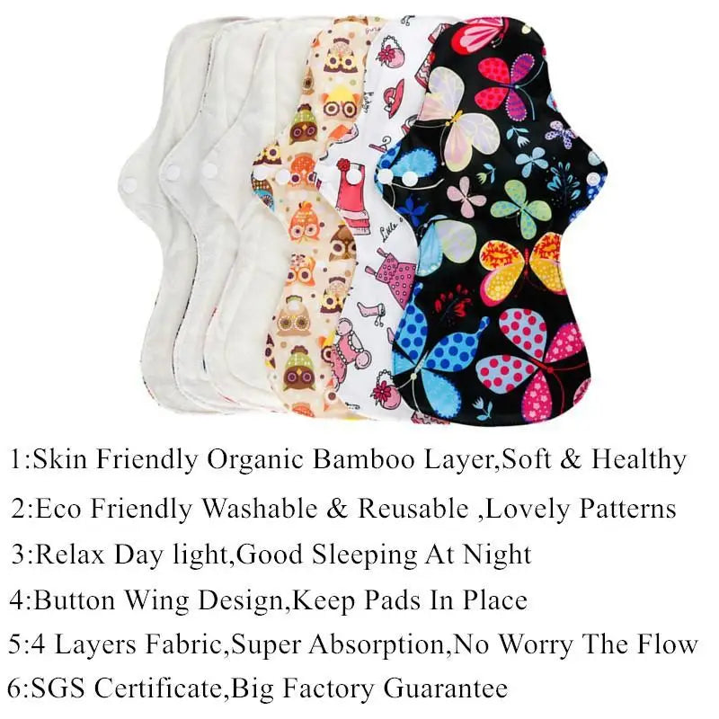 Organic Bamboo Heavy Flow Cloth Sanitary Menstrual Pads Sets