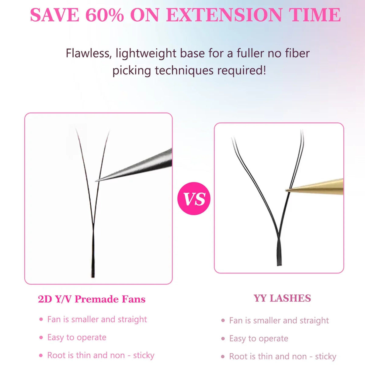 AGUUD 2D Y Lashes Extension Premade Voume Fans Faux Mink Eyelashes Premium Mesh Net Cross Lash Single Tips 2D Y Shaped Eyelashes