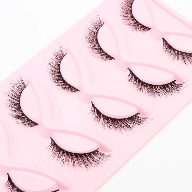 5 Pairs Fluffy False Eyealshes Fox Cat Eye Lashes Winged False Eyelashes Fox Eye Faux Mink Eyelashes Silk Lashes Makeup