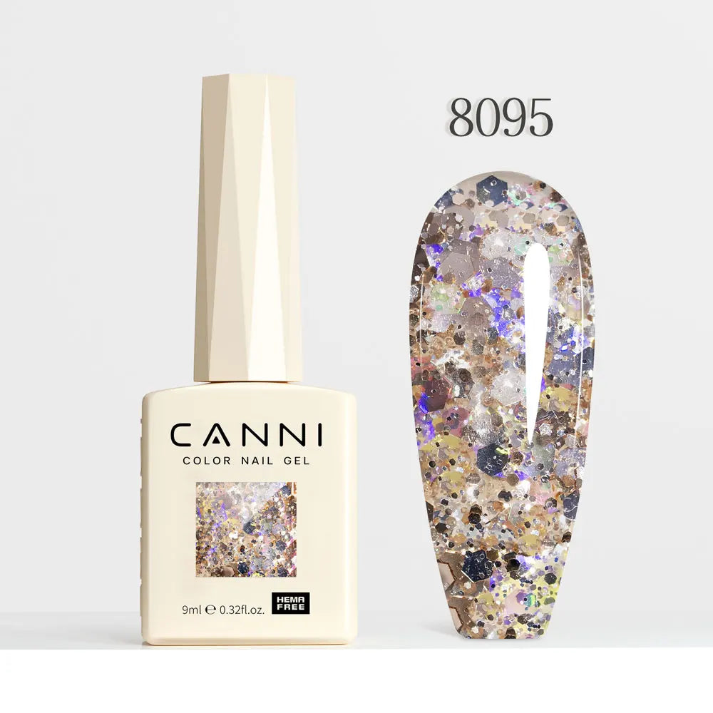 CANNI Gel Nail Polish Glitter Diamond Sparkle Color Collection Gorgeous Color HEMA FREE Soak Off UV LED Semi Permanent AurorGel