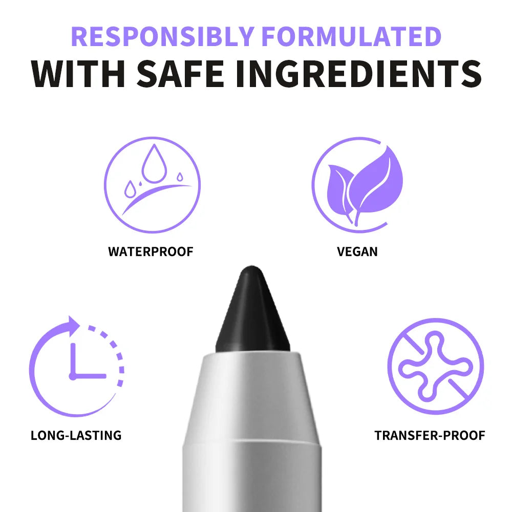 Lakerain Longwear Eyeliner 24h Long-lasting Wear Waterproof Smudge-proof Smooth Precise Application Smokey Eyeliner 12 Color