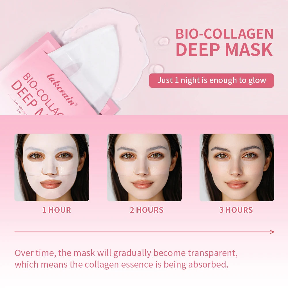 Lakerain Bio-Collagen Sleeping Mask Facial Skin Care Hydrating Moisturizing Patch Mask Moisturizing Peel-Off Mask Single Sheet