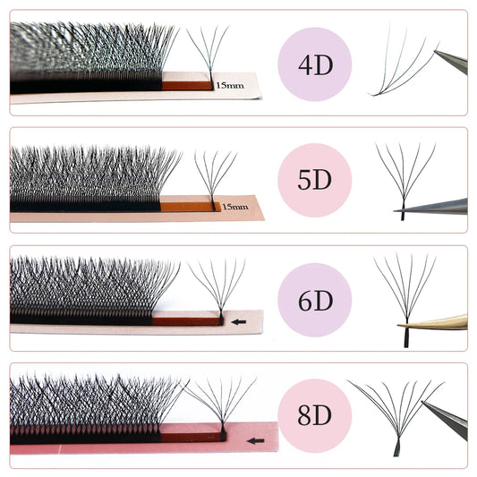 Goddess 3D/4D/5D/6D/7D/8D W Shape Lashes 4D Premade Fan Lash Extensions 0.07 C/D Curl Natural Soft High Quality Individual Lashe