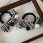 Simple Beach Hair Accessories Scrunchies for Hair Woman Accesories Pearl Striped Bow Girls Cute Items New Headwear Apparel
