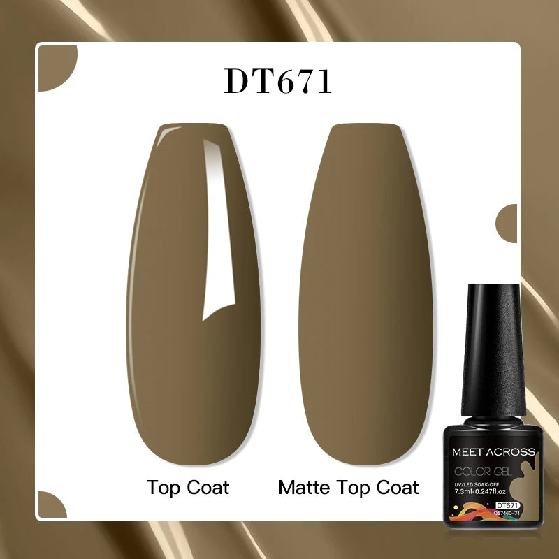 MEET ACROSS 160 Colors 7.3ml Gel Nail Polish Vernis Glitter Sparkly Semi Permanent Soak Off LED UV Gel Varnish Nail Art Manicure