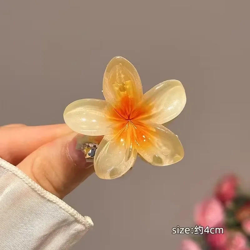New Fashion Sparkling Flower Claw Clip for Women Transparent Sweet Ponytail Shark Clip Versatile Girl Hair Accessories