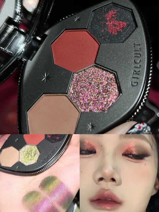 Girlcult 4 Color Eyeshadow Palette Shimmer Black Red Matte Chameleon Eye Shadow Vegan Halloween Make Up Sets Cosmetics Full Set
