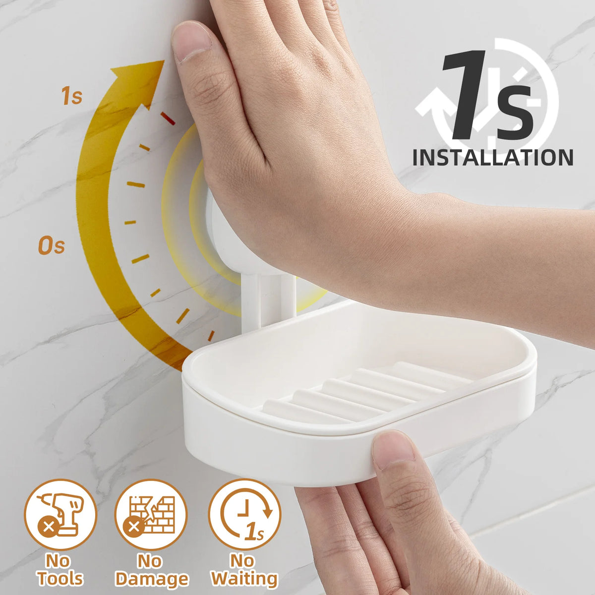 TAILI Bathroom Soap Dishes Holder Self Draining Soap Box with Super Suction Portable Soap Container for Bathroom Accessories
