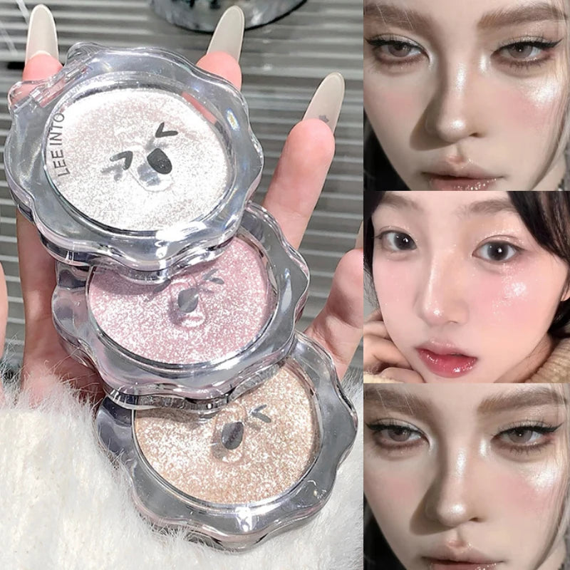 Natural three-dimensional highlighter powder, modify and brighten the silkworm, hold makeup and show color, fine highlighter