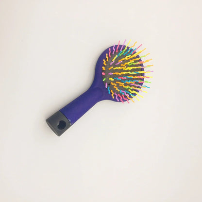 Rainbow Air Volume Paddle Hair Comb Brush with Makeup Mirror Detangler Hair Curl Straight Massage Comb Brush Hair Styling Tools