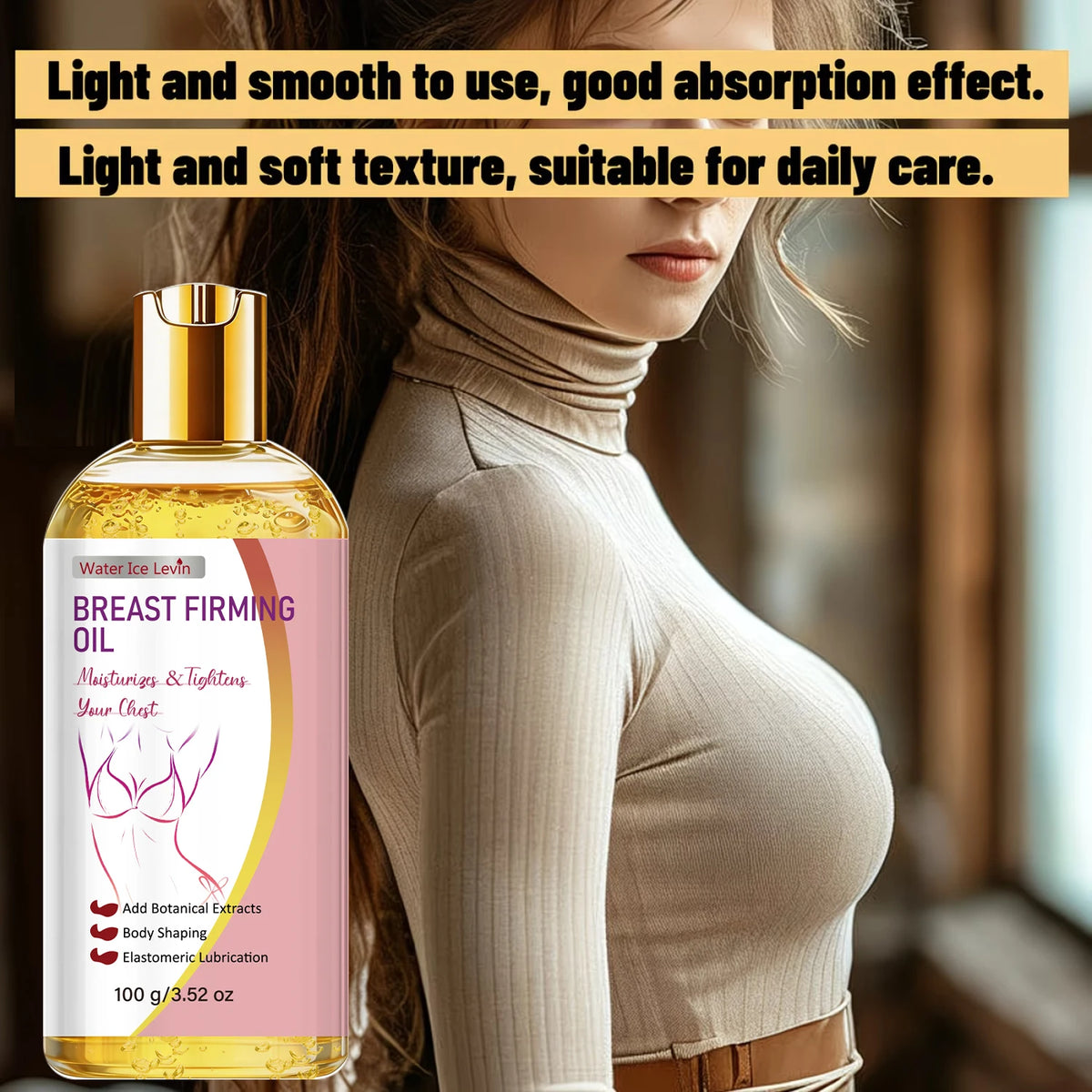 Breast Firming Oil with Collagen & Niacinamide, Moisturizing & Tightening for Chest Skin