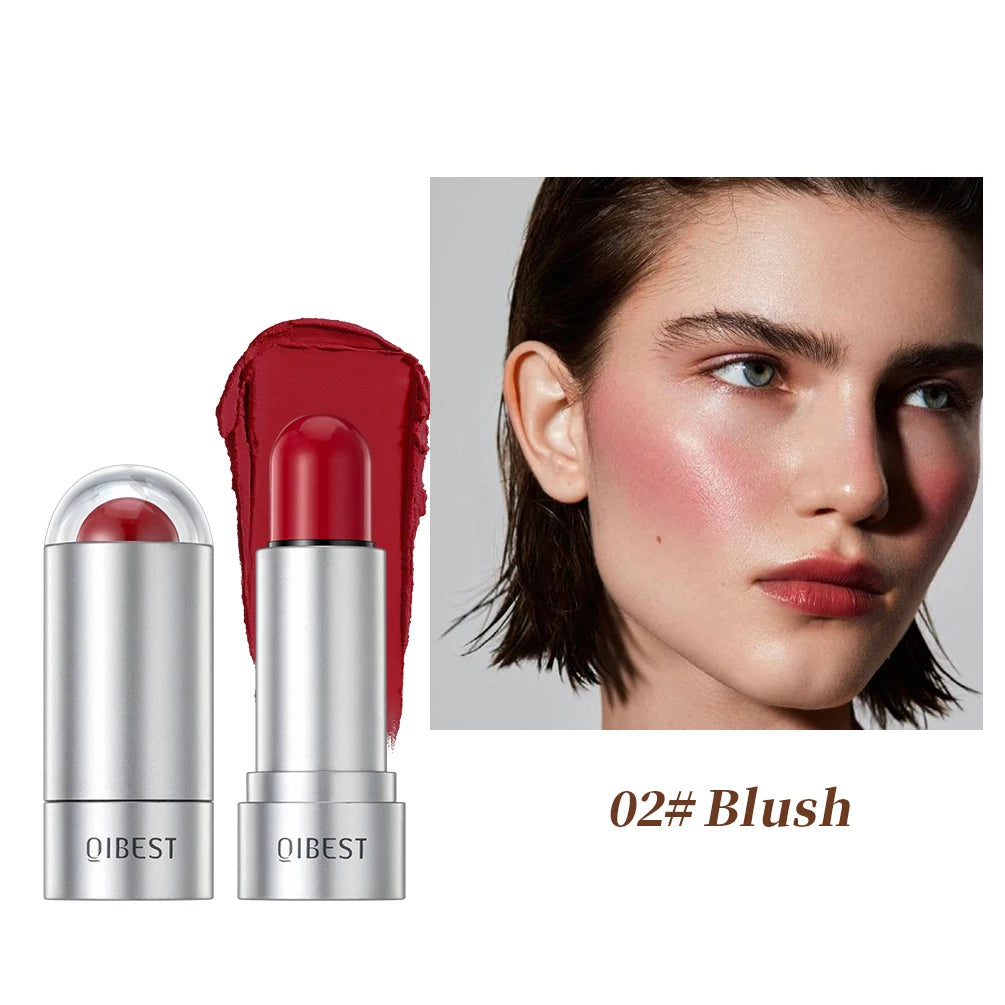 QIBEST New Highlight For Face Waterproof Soft Cream Texture Bronzer Contour Stick Face Blusher For Cheek Beauty Makeup Cosmetics