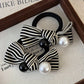 Simple Beach Hair Accessories Scrunchies for Hair Woman Accesories Pearl Striped Bow Girls Cute Items New Headwear Apparel