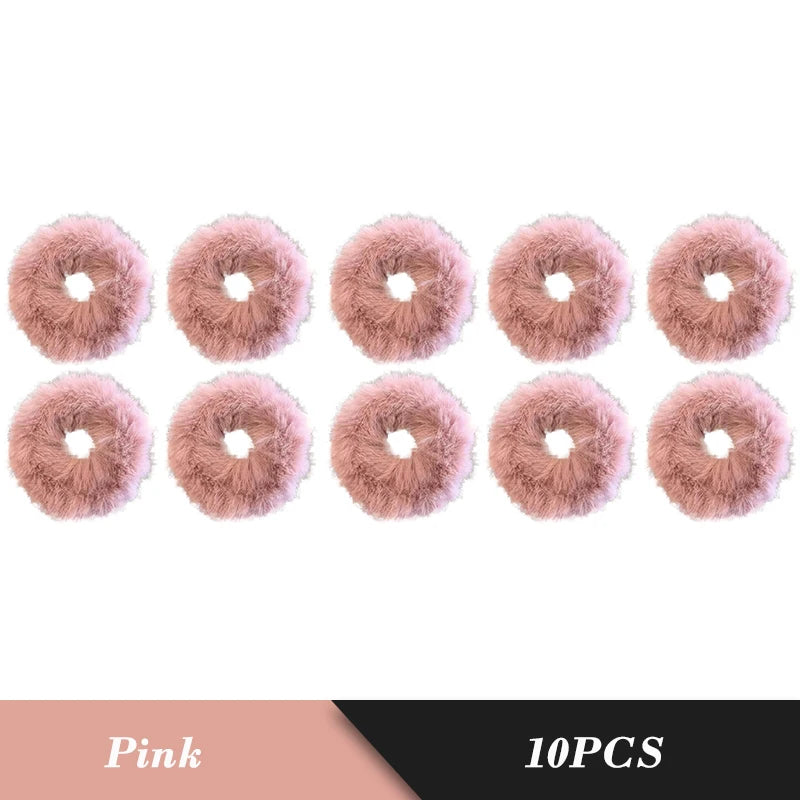 1PC Fluffy Warm Autumn Winter Elastic Hair Band Scrunchies Large Intestine Hair Ring For Women Girls Plush Hair Rope Hairwear
