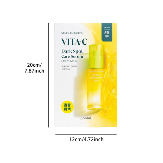 GOODAL Green Tangerine Vita-C Dark Spot Care Serum Beauty Sheet Mask,Repair,Gentle,Moisturizing Texture,K-Beauty,Korean Makeup