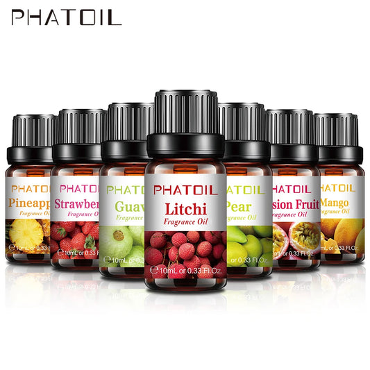 PHATOIL 10ml Fruit Fragrance Oil Mango Strawberry Apple Cherry Watermelon Sweet Aroma Fragrance Oils For Diffuser Candle Making