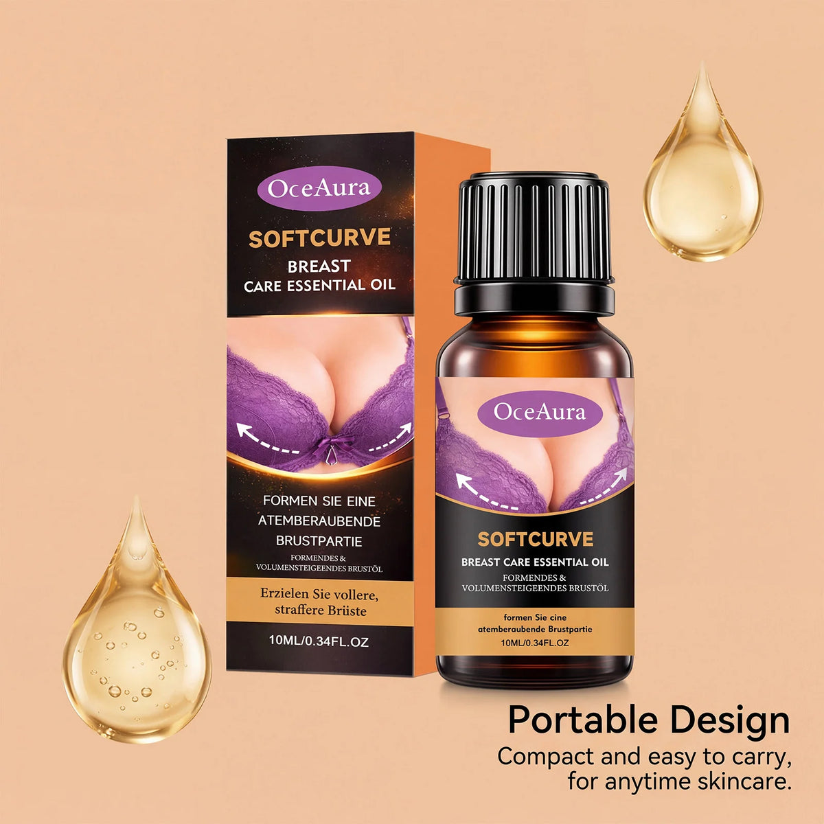 Breast care essential oil gently cares for women's breast skin, hydrates, nourishes, and moisturizes, massage essential oil