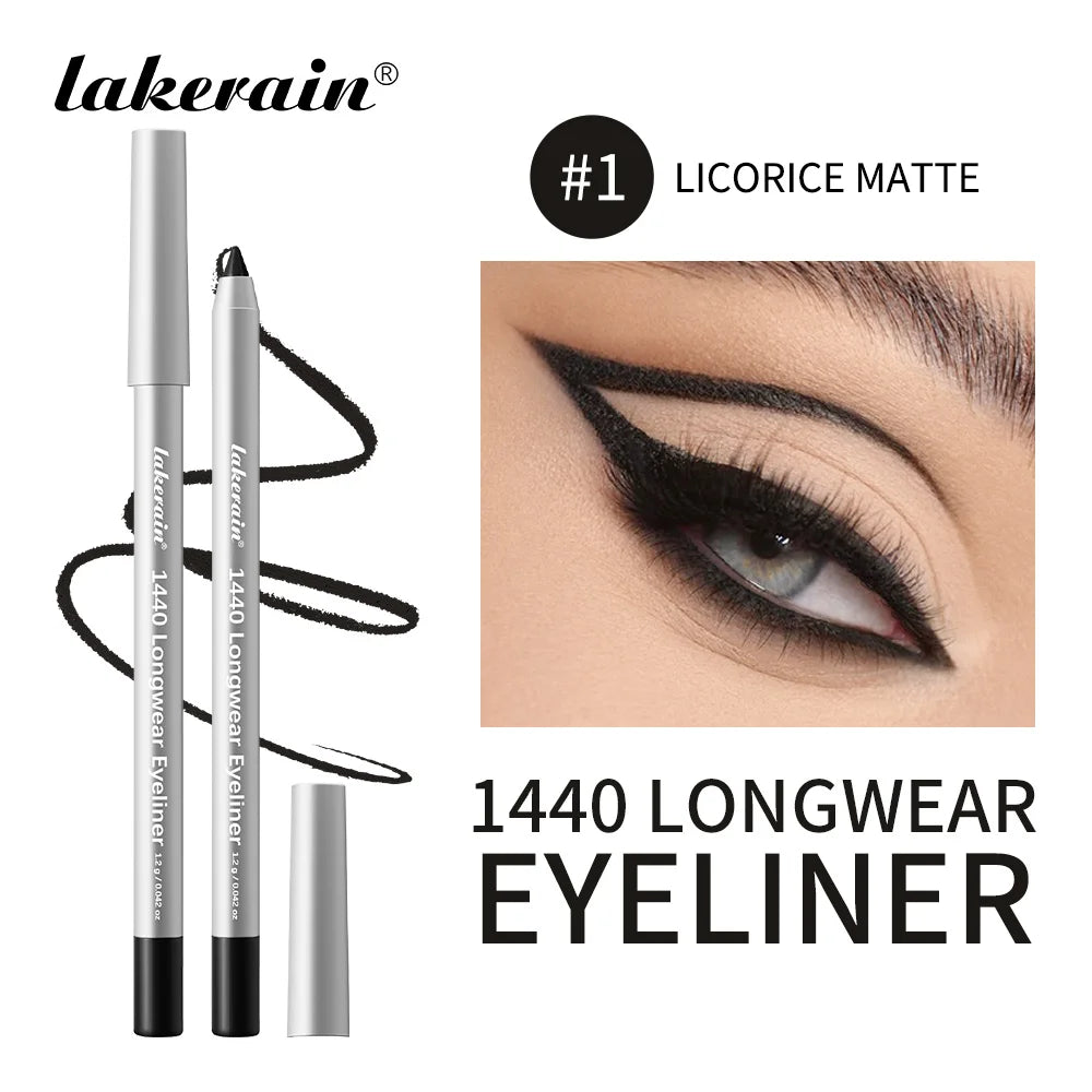 Lakerain Longwear Eyeliner 24h Long-lasting Wear Waterproof Smudge-proof Smooth Precise Application Smokey Eyeliner 12 Color