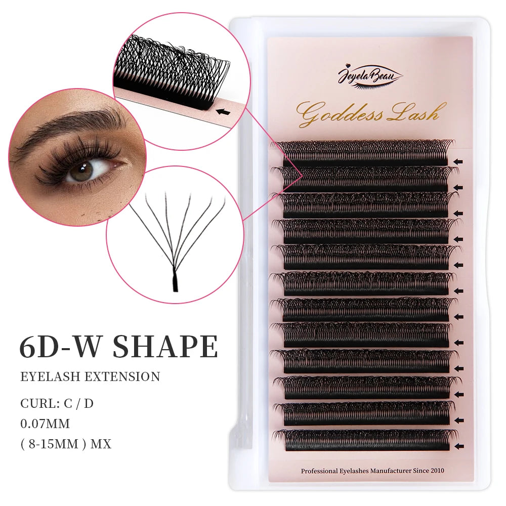 Goddess 3D/4D/5D/6D/7D/8D W Shape Lashes 4D Premade Fan Lash Extensions 0.07 C/D Curl Natural Soft High Quality Individual Lashe