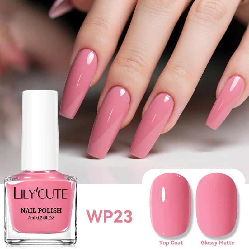 LILYCUTE 7ml Dark Red Nail Polish Water-based Colorful Glitter Sequins Air Dry No Need Cure Nail Art Supplies Gorgeous Color