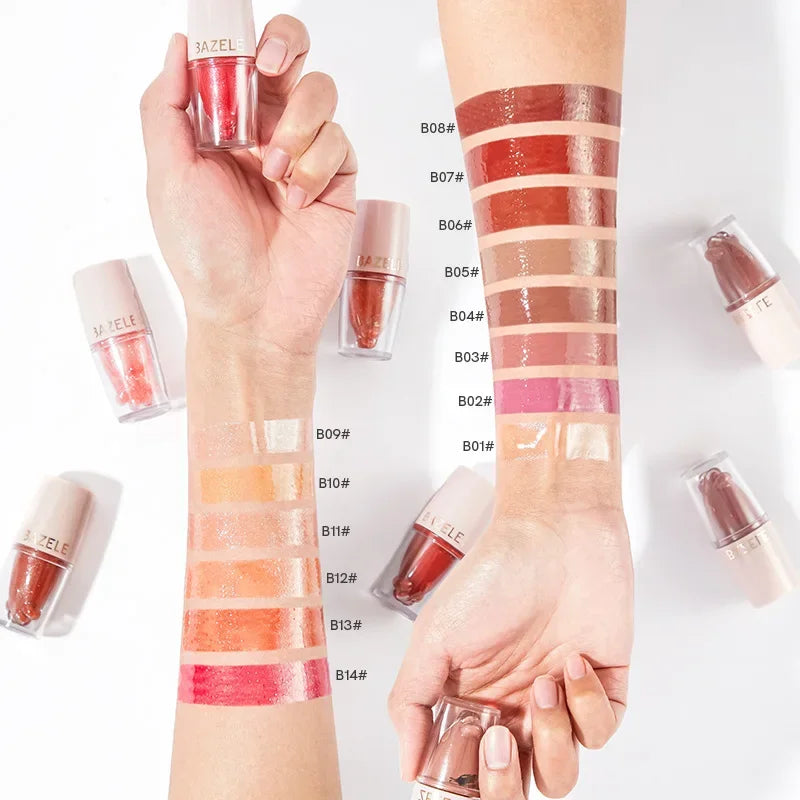 High Quality 14 Color Mirror Pearl Lipstick Lip Gloss Cosmetic Non-stick Cup Moisturizing Shine Glitter LipGloss Lip stick Women