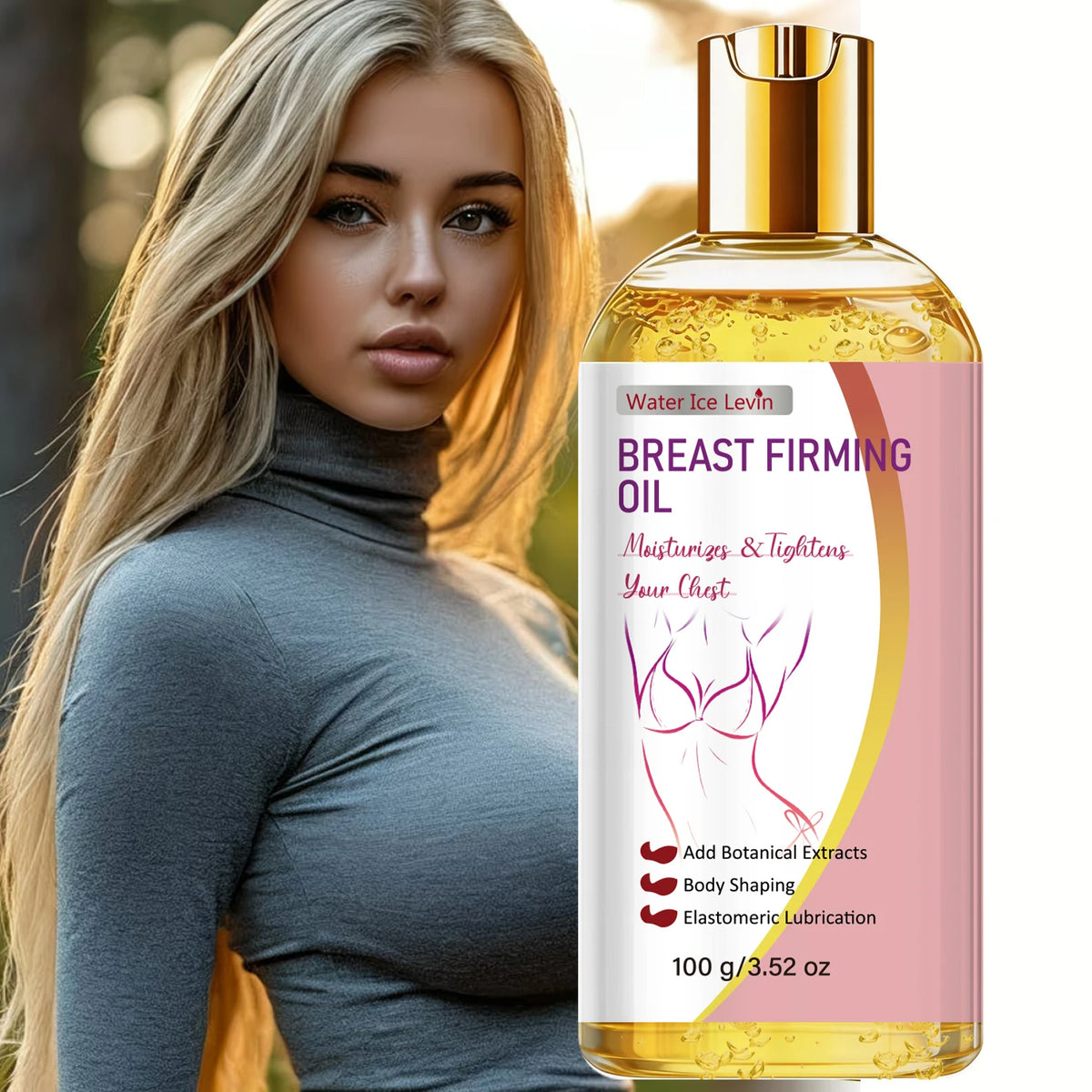 Breast Firming Oil with Collagen & Niacinamide, Moisturizing & Tightening for Chest Skin