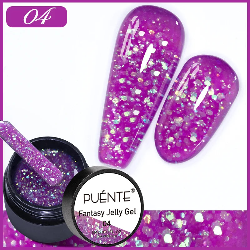 PUENTE Pearl Color Builder Nail Gel Polish Hema Free Shell Thread Glitter Nail Extension Semi-Permanent Construction Gel Varnish